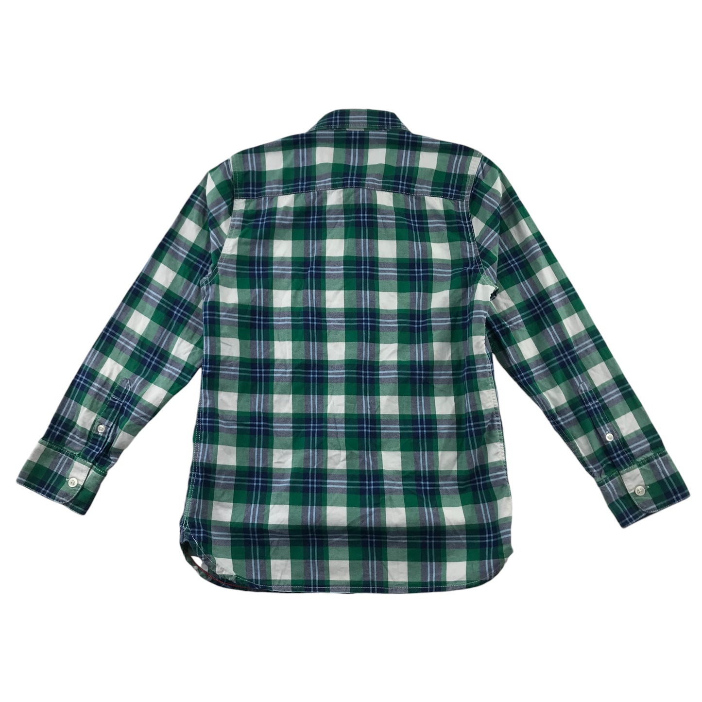 Boden Shirt 9-10 Years Green and White Checked Button-Up Cotton