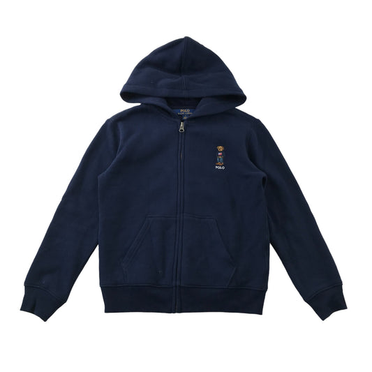 Ralph Lauren Hoodie Age 7 Navy Plain with Bear Embroidery