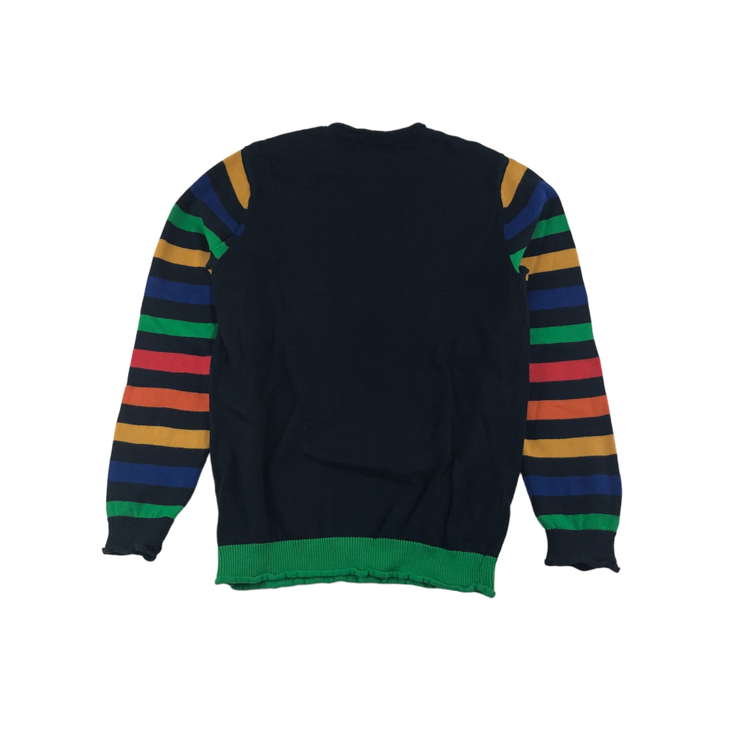 Next Jumper Age 5 Navy Multicolour Stripy Sleeves