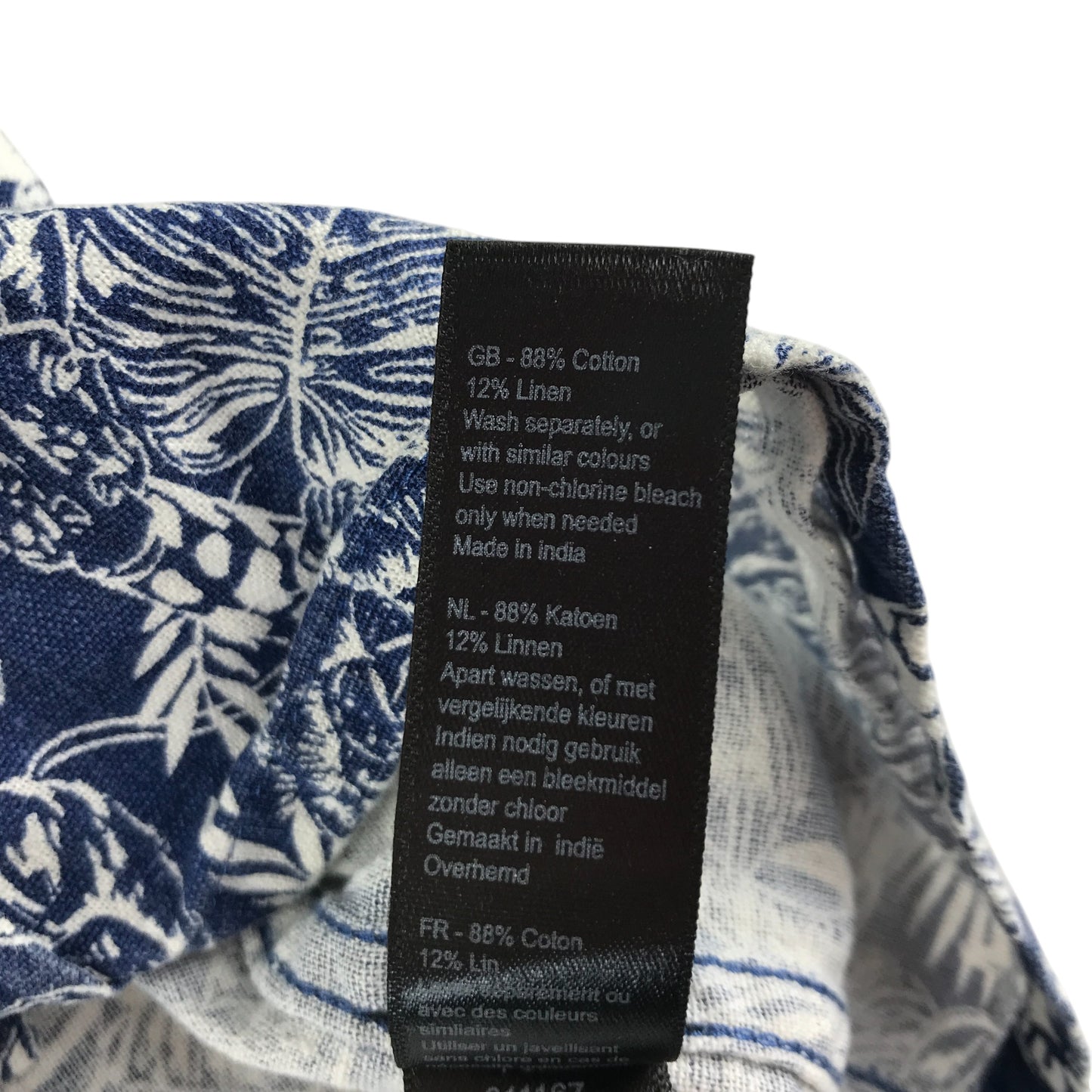 Monsoon shirt 7-8 years navy jungle animals print short sleeve cotton and linen blend