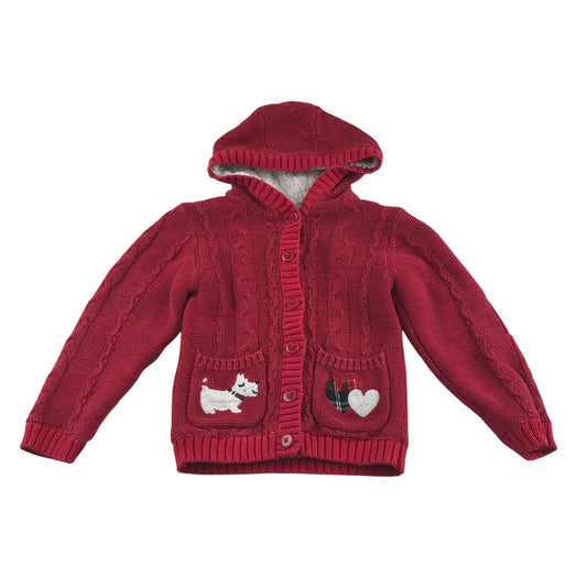 Nutmeg cardigan 5-6 years pink hoodie knitwear with embroidered patches on pockets