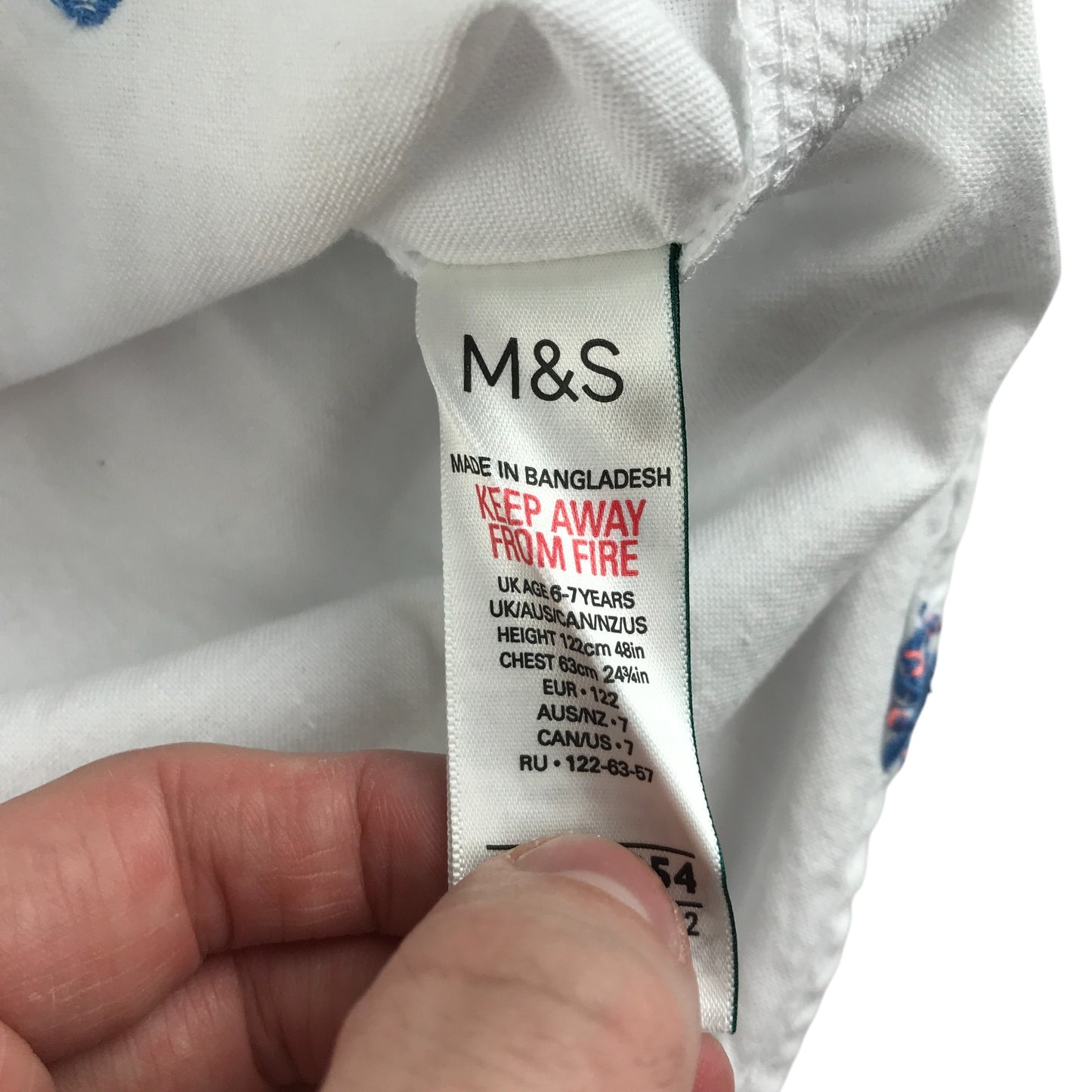 M&S shirt 6-7 years white octopus long sleeve cotton