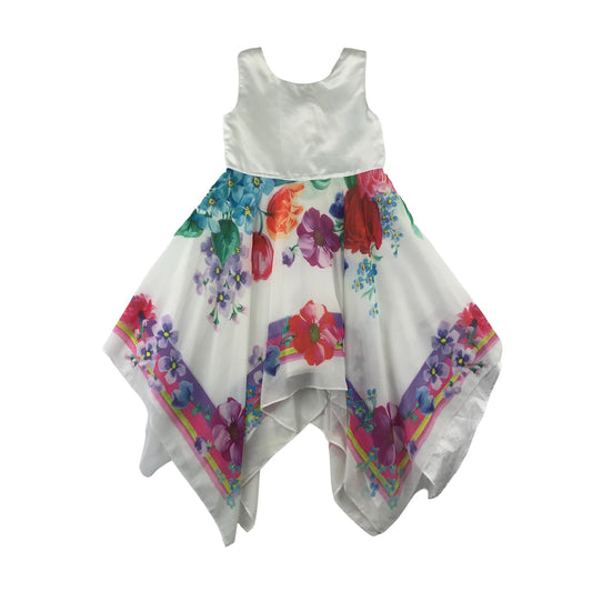 Monsoon dress 5 years white floral uneven hem occasionwear