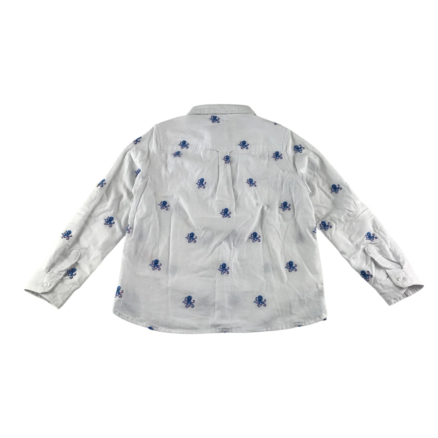 M&S shirt 6-7 years white octopus long sleeve cotton
