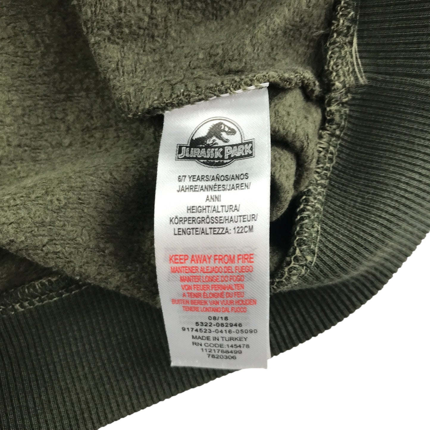 Hoodie 6-7 years khaki camo with Jurassic Park logo cotton