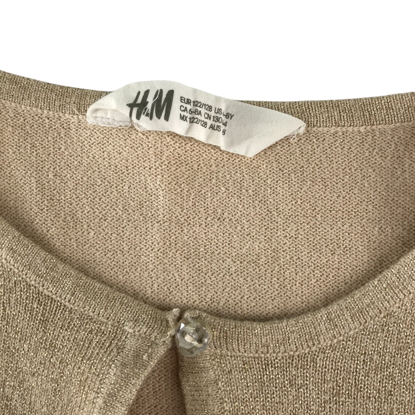 H&M bolero 7-8 years sparkly golden cropped cardigan