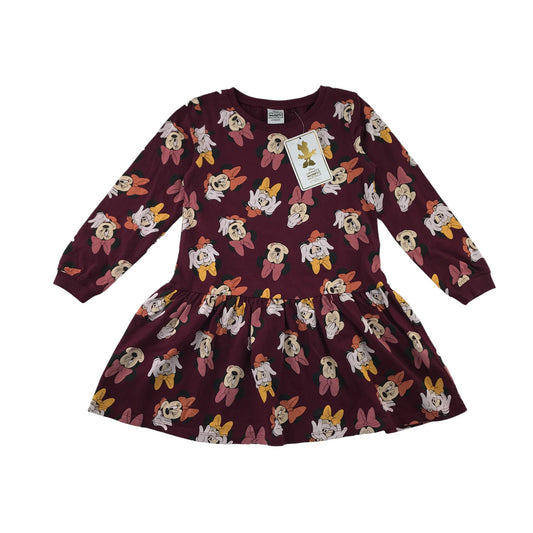 Next dress 5-6 years burgundy Disney Minnie Mouse T-shirt long sleeve cotton