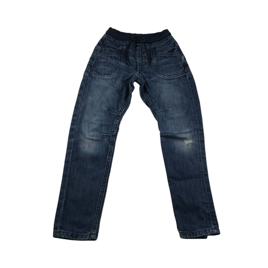 George trousers 7-8 years blue denim pull-on elasticated waist cotton