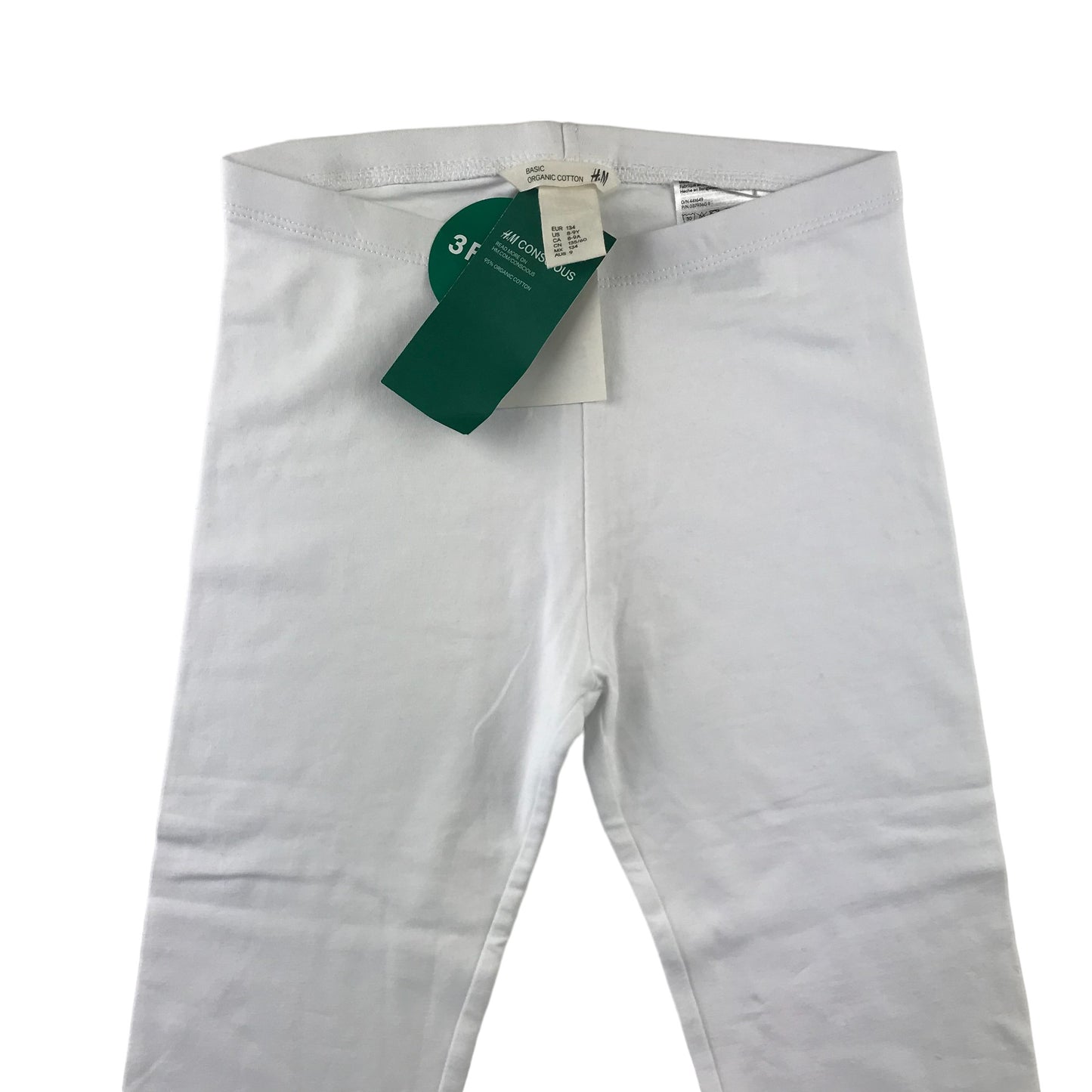 H&M leggings 8-9 years white capri length frilled legs cotton