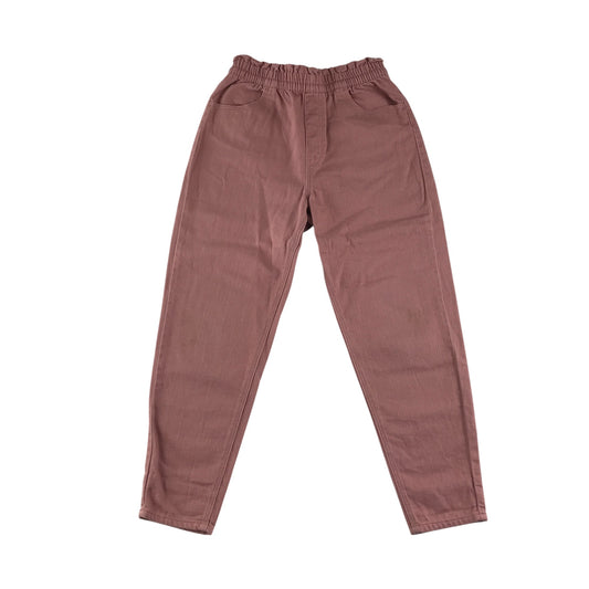 H&M trousers 8-9 years peachy pink denim style pull up cotton