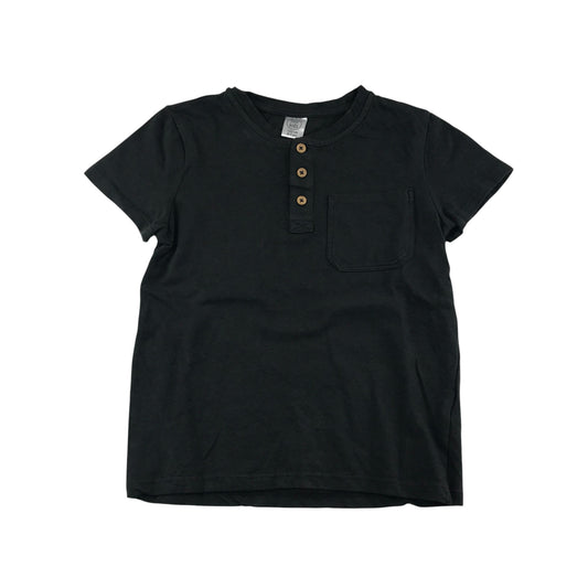 Poundland long sleeve t-shirt 6-7 years plain grey with round neckline and collar cotton