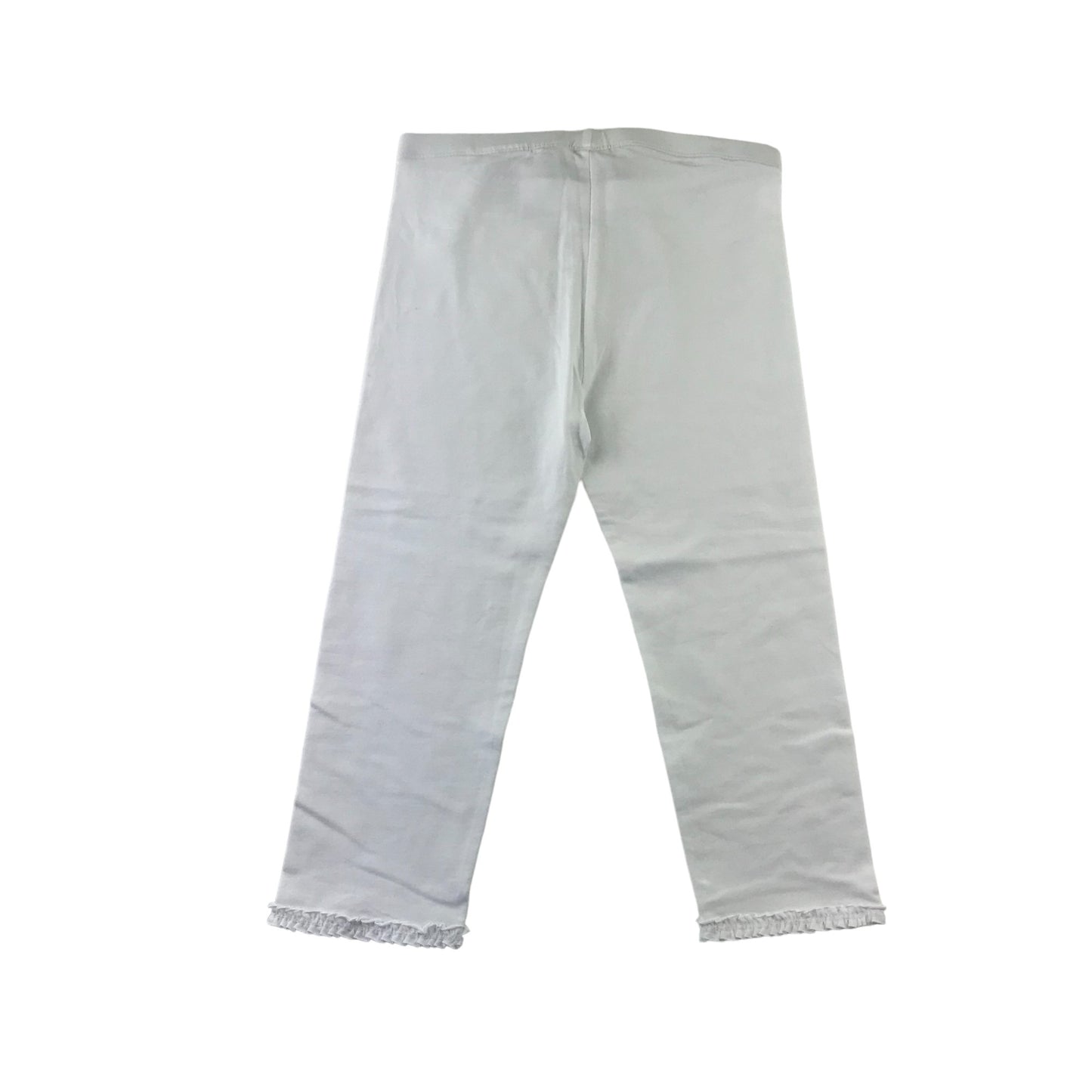 H&M leggings 8-9 years white capri length frilled legs cotton