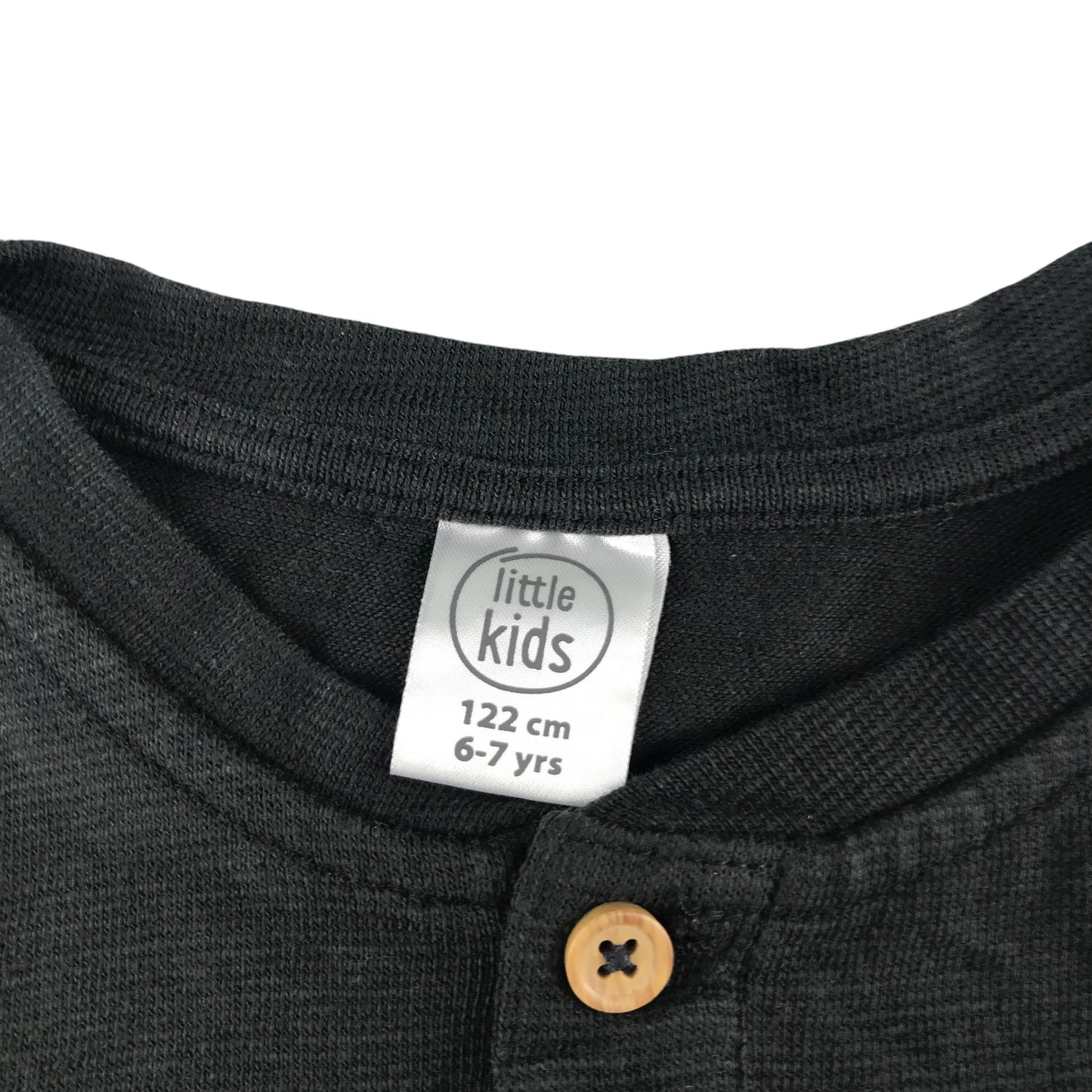 Poundland long sleeve t-shirt 6-7 years plain grey with round neckline and collar cotton