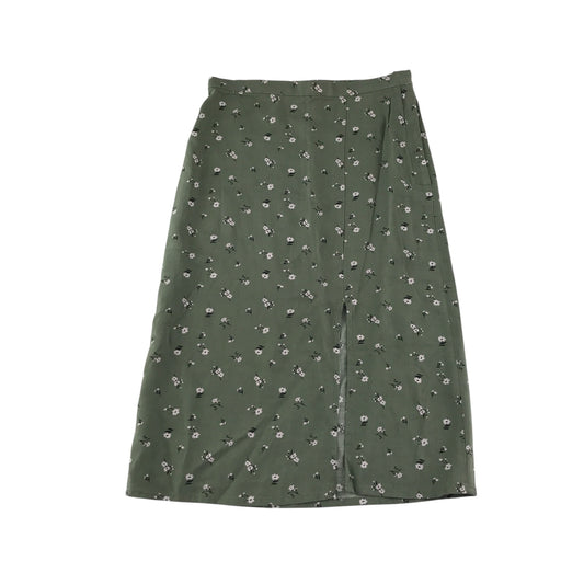 H&M skirt 9-10 years khaki green floral midi length viscose