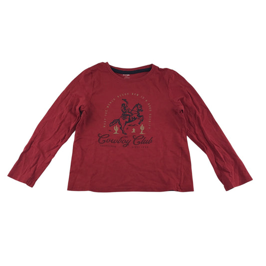 Kiabi t-shirt 5-6 years red long sleeve cowboy graphic design