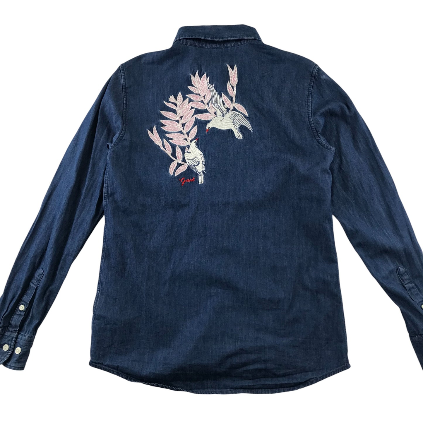 Gant Shirt 11-12 Years Blue Denim Style with Dove Embroidered Pattern on Back