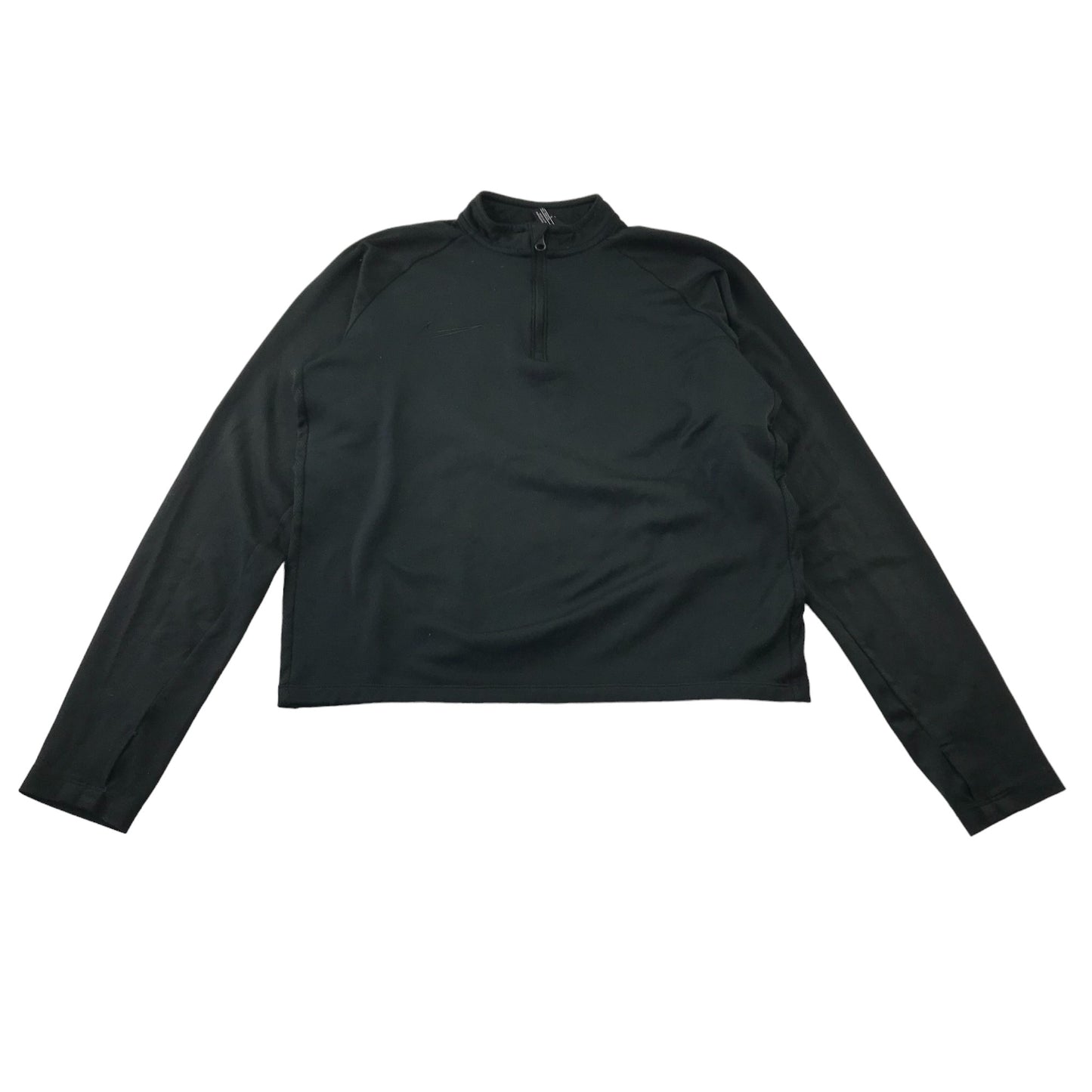 Nike Sweater Age 11-13 Black Cropped Long Sleeve Sporty Top