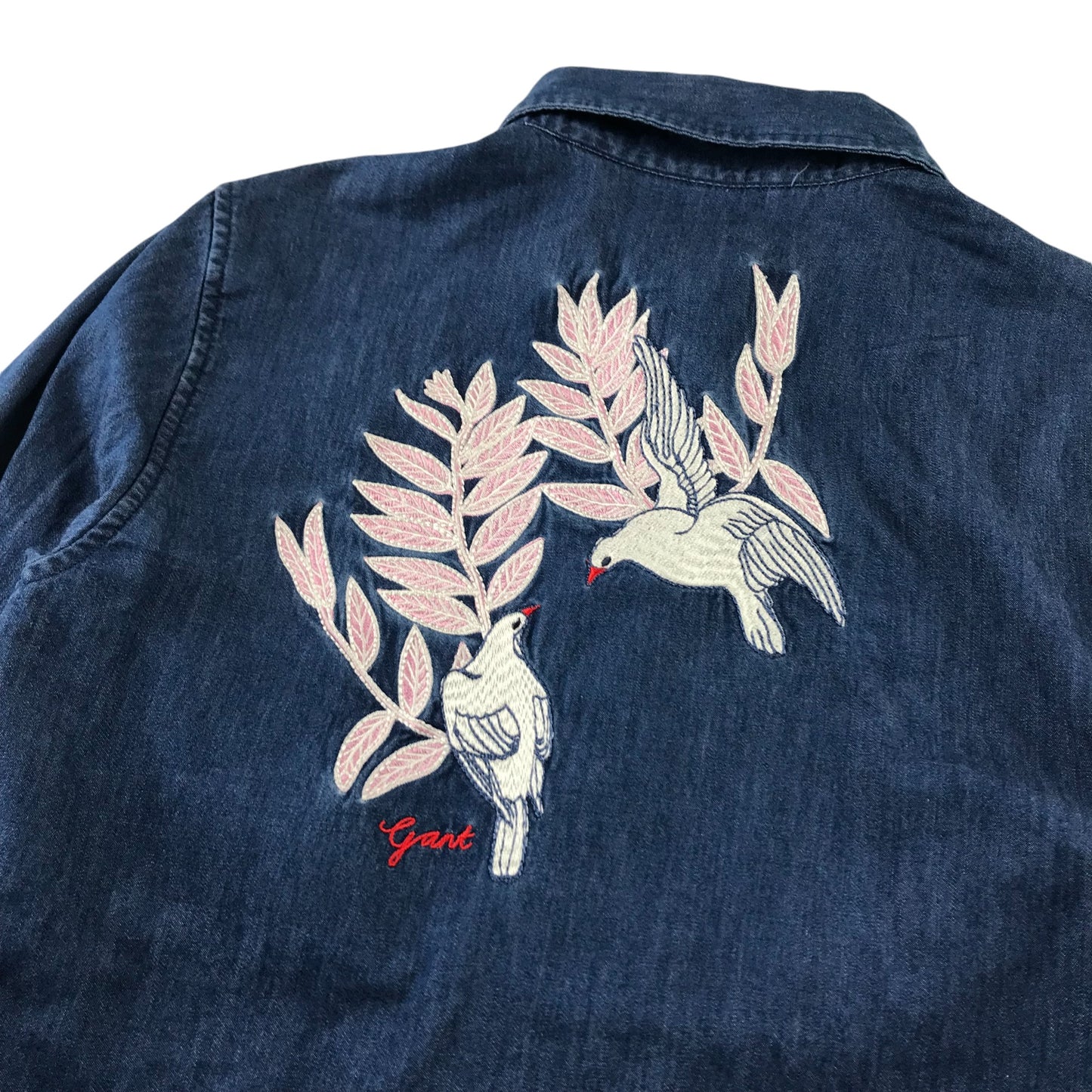 Gant Shirt 11-12 Years Blue Denim Style with Dove Embroidered Pattern on Back