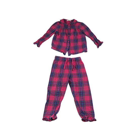 M&S pyjama set 4-5 years pink and navy check pattern cotton