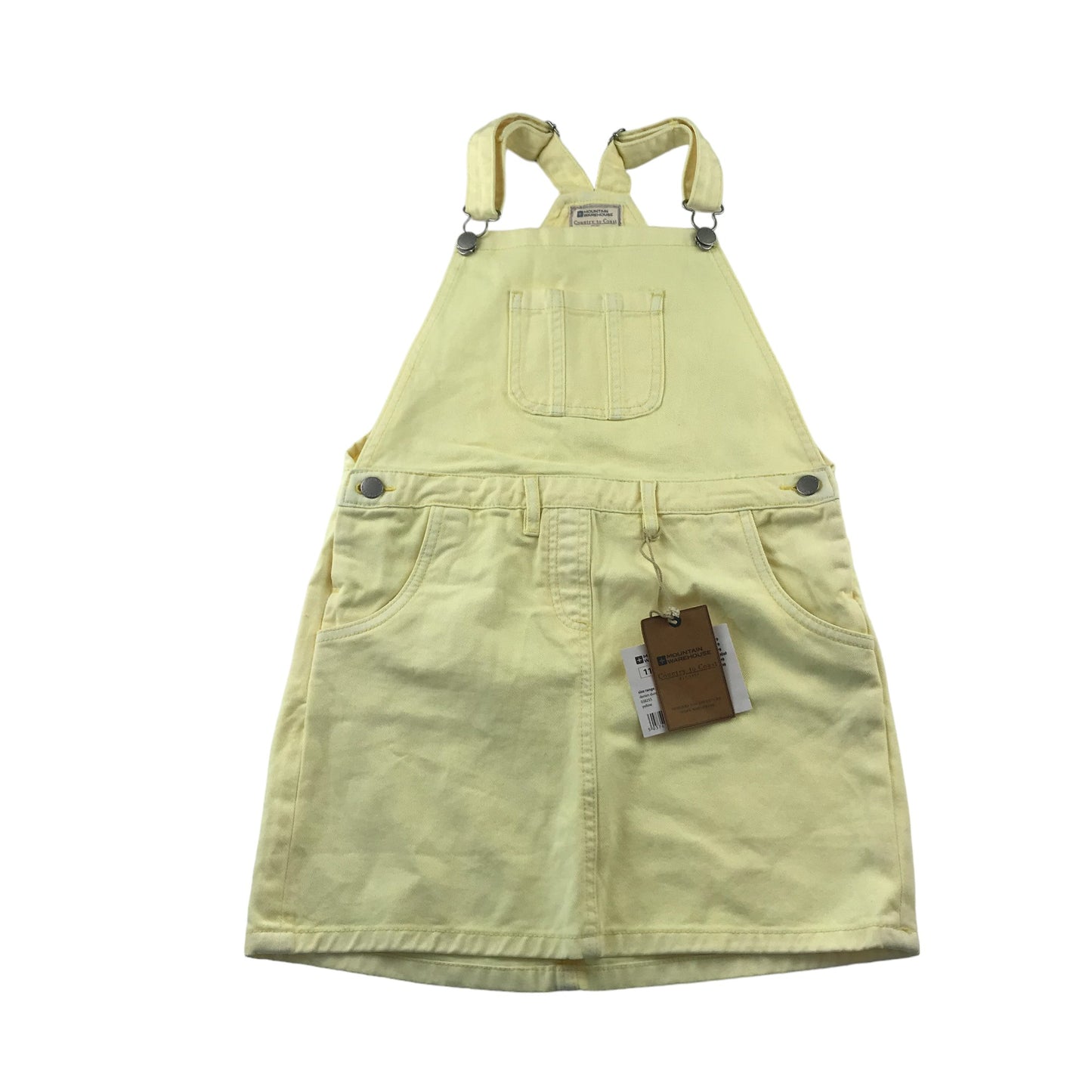 Mountain Warehouse dress 11-12 years light yellow denim dungaree with clip shoulder straps cotton