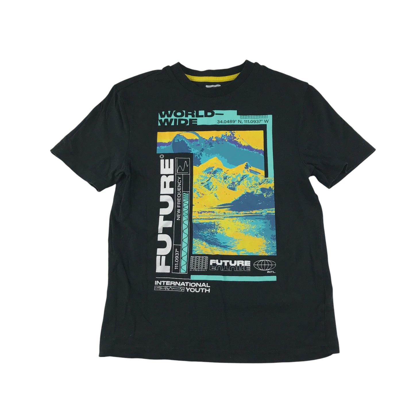 F&F t-shirt 6-7 years black graphic design print