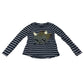 H&M t-shirt 7-8 years navy and white strips cat sequin reversible graphic