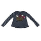H&M t-shirt 7-8 years navy and white strips cat sequin reversible graphic