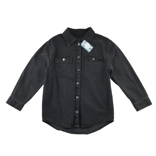 Tu Shirt 11-12 Years Black Denim Style oversized Button-Up Front Buttons Cotton