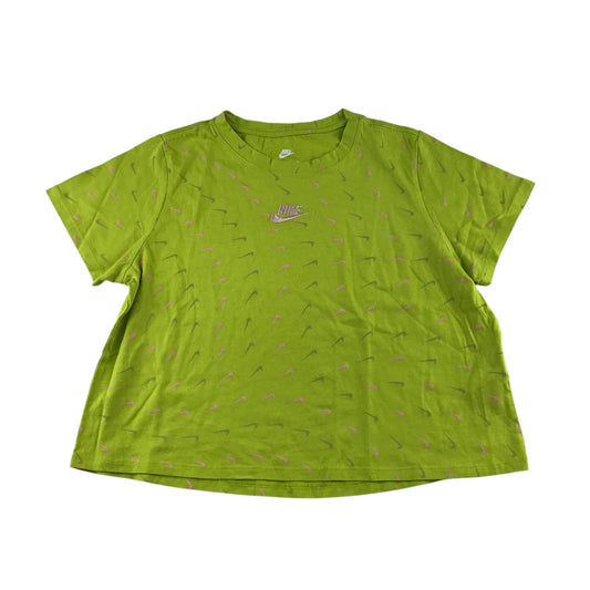Nike t-shirt 12-13 years lime green swoosh print graphic cropped cotton