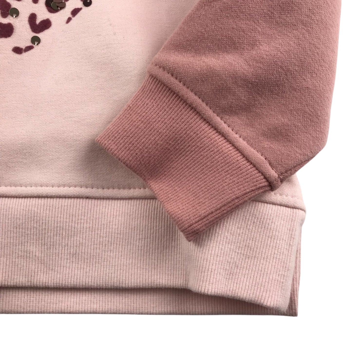 Nutmeg hoodie 5-6 years pink block colors design with sequin love