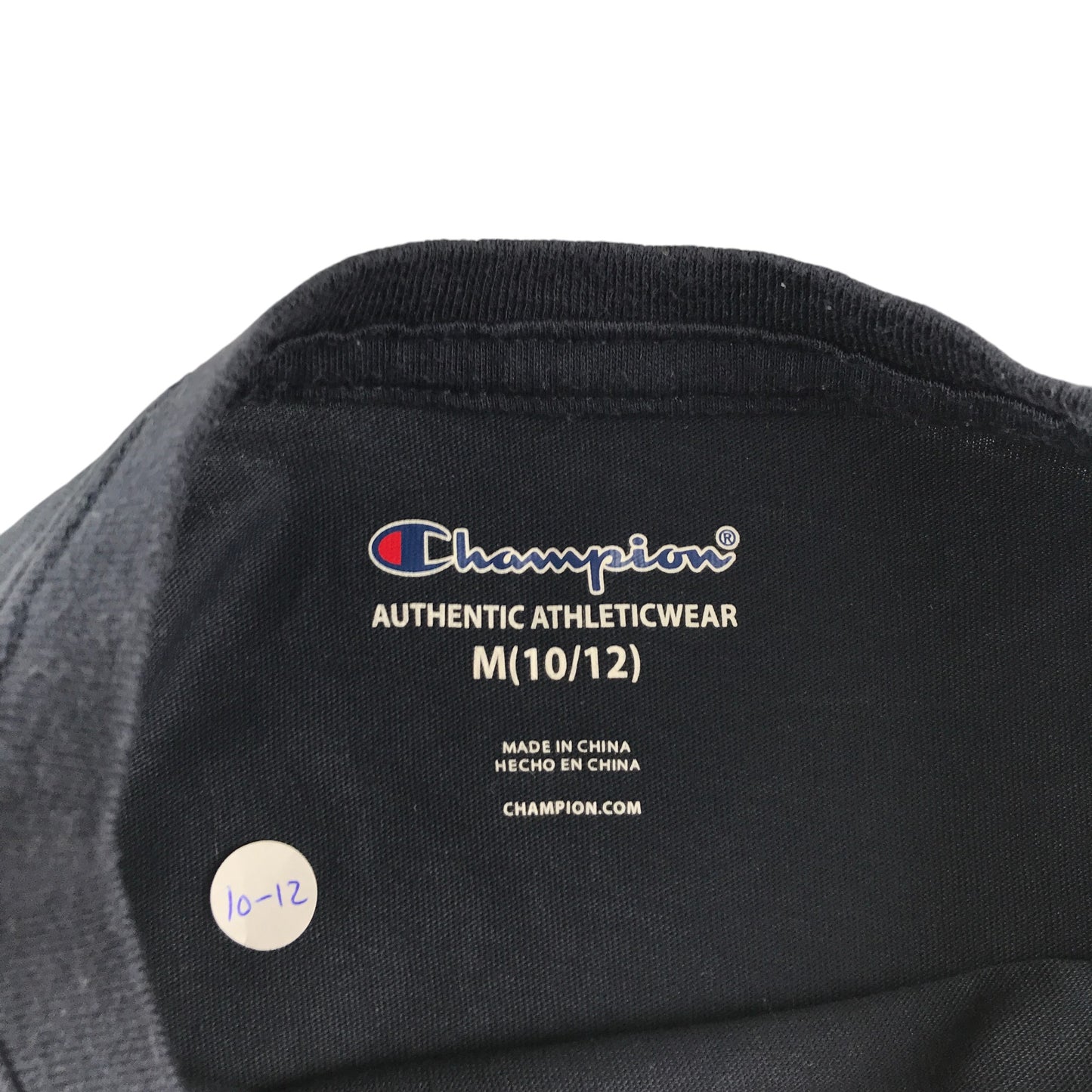 Champion t-shirt 10-11 years black text logo design cotton