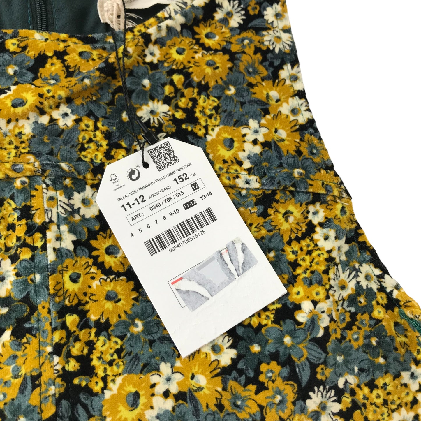 Zara Dress Age 11 Yellow Floral A-line