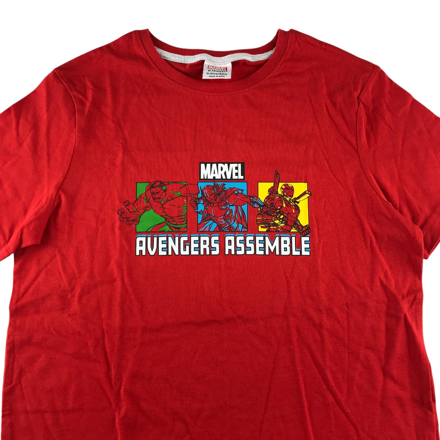 Primark t-shirt 11-12 years red Marvel Avengers graphic design cotton