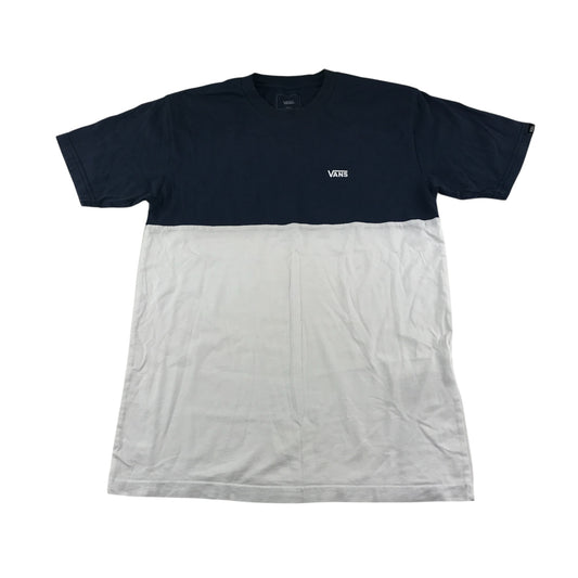 Vans t-shirt men's S years navy and white top with logo cotton