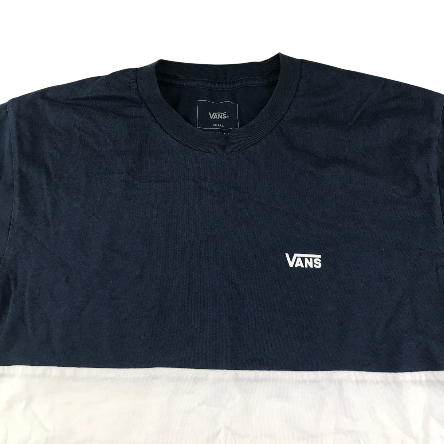 Vans t-shirt men's S years navy and white top with logo cotton