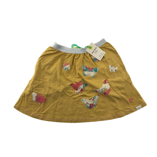 White Stuff skirt 9-10 years mustard yellow patchwork butterflies cotton