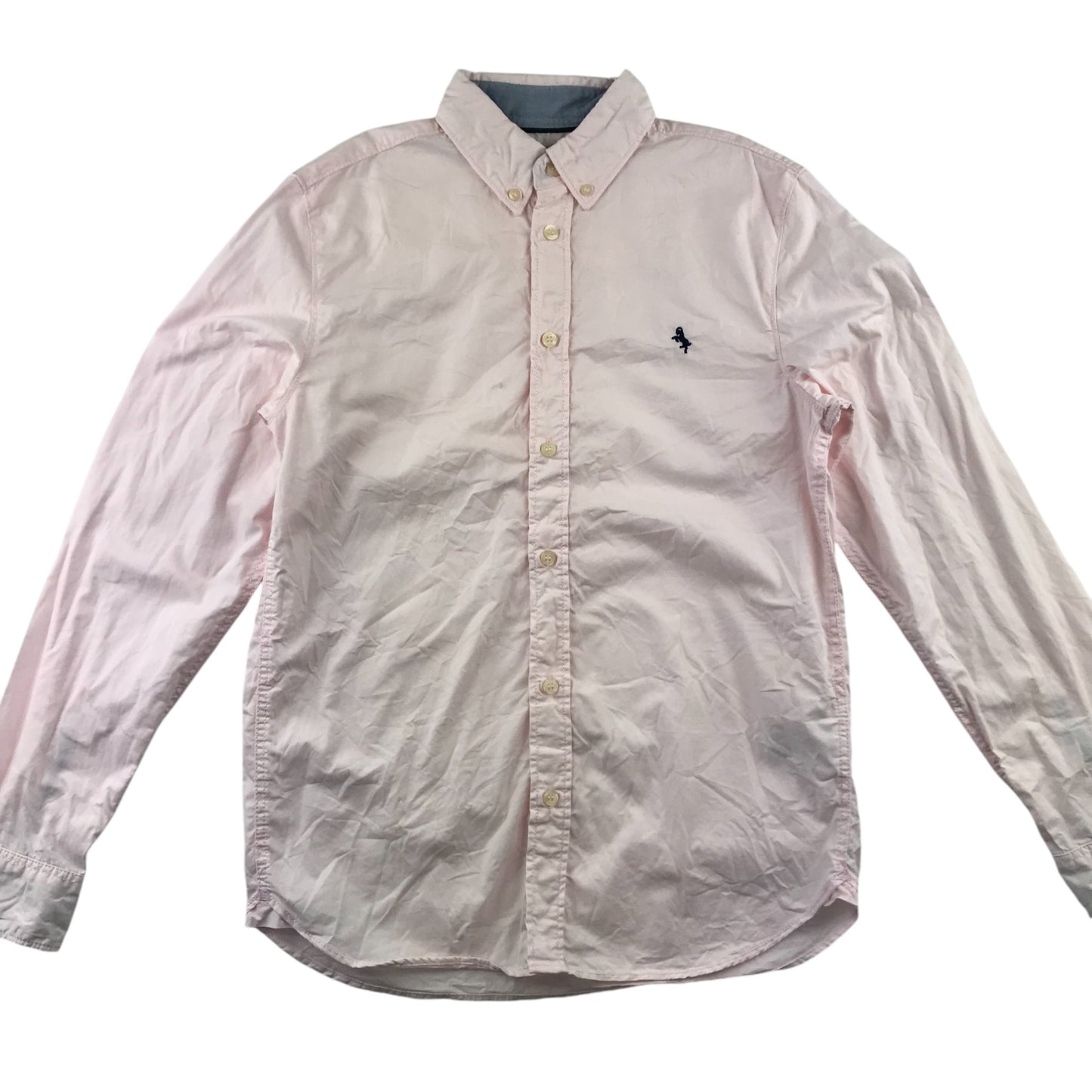 H&M Shirt 13-14 years Pink Plain with Embroidered Logo Cotton