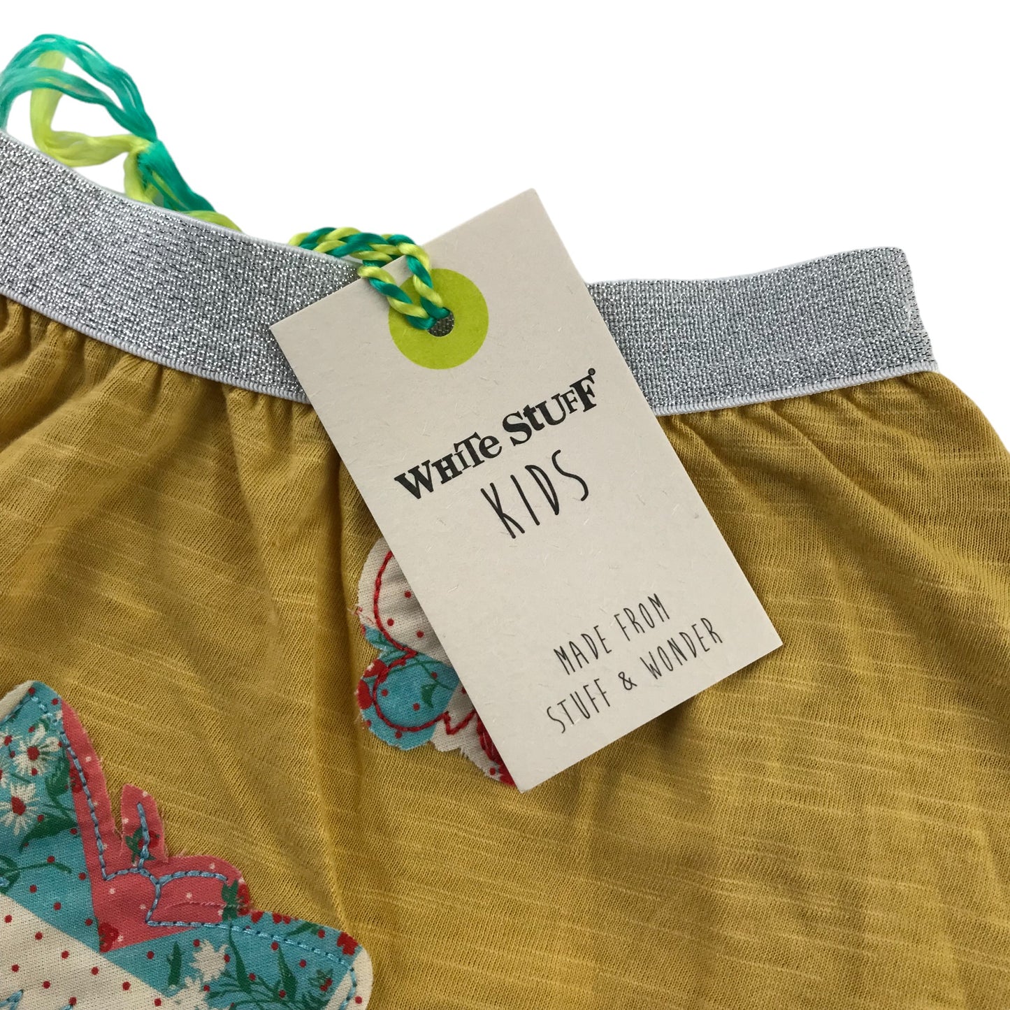 White Stuff skirt 9-10 years mustard yellow patchwork butterflies cotton