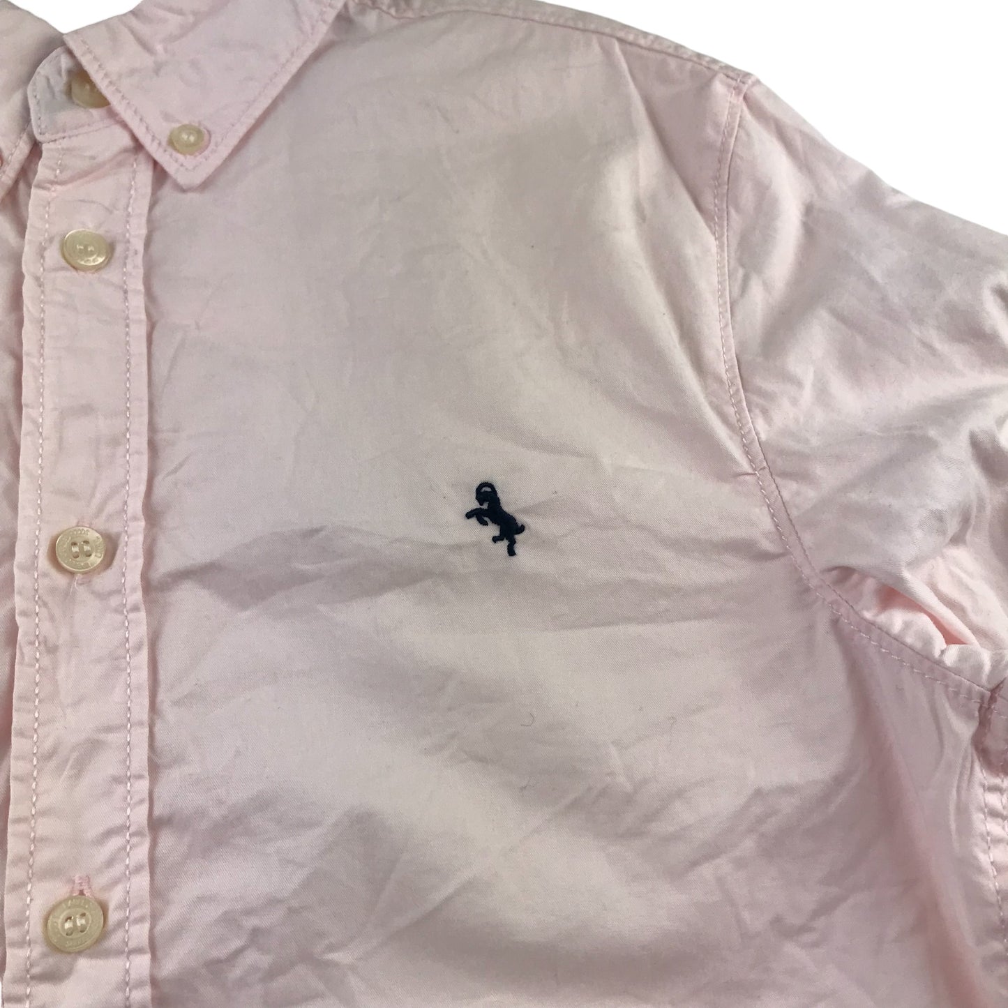 H&M Shirt 13-14 years Pink Plain with Embroidered Logo Cotton