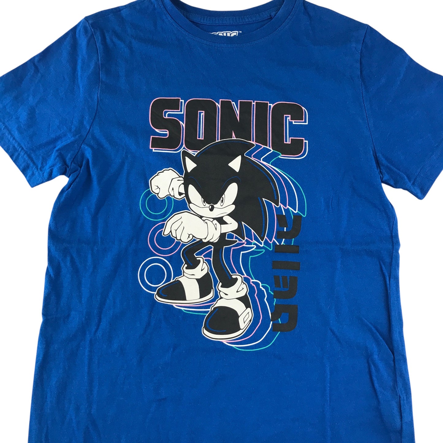 Primark t-shirt 11-12 years blue Sonic the Hedgehog graphic print design cotton