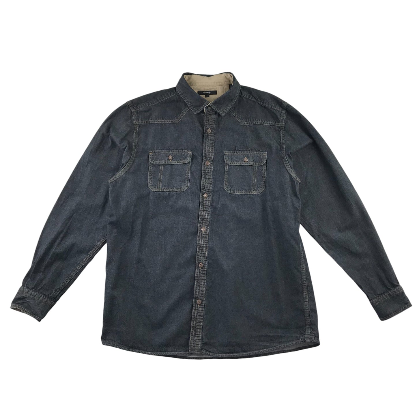 George Shirt Men's L charcoal dark navy Denim Style