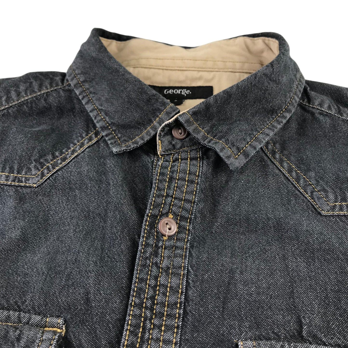 George Shirt Men's L charcoal dark navy Denim Style