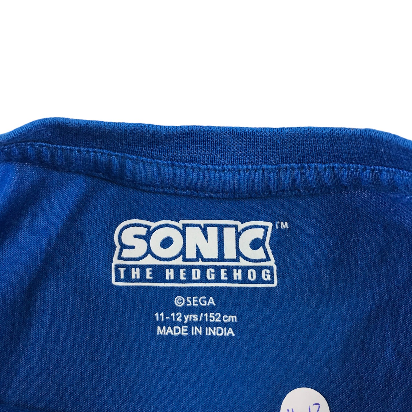 Primark t-shirt 11-12 years blue Sonic the Hedgehog graphic print design cotton