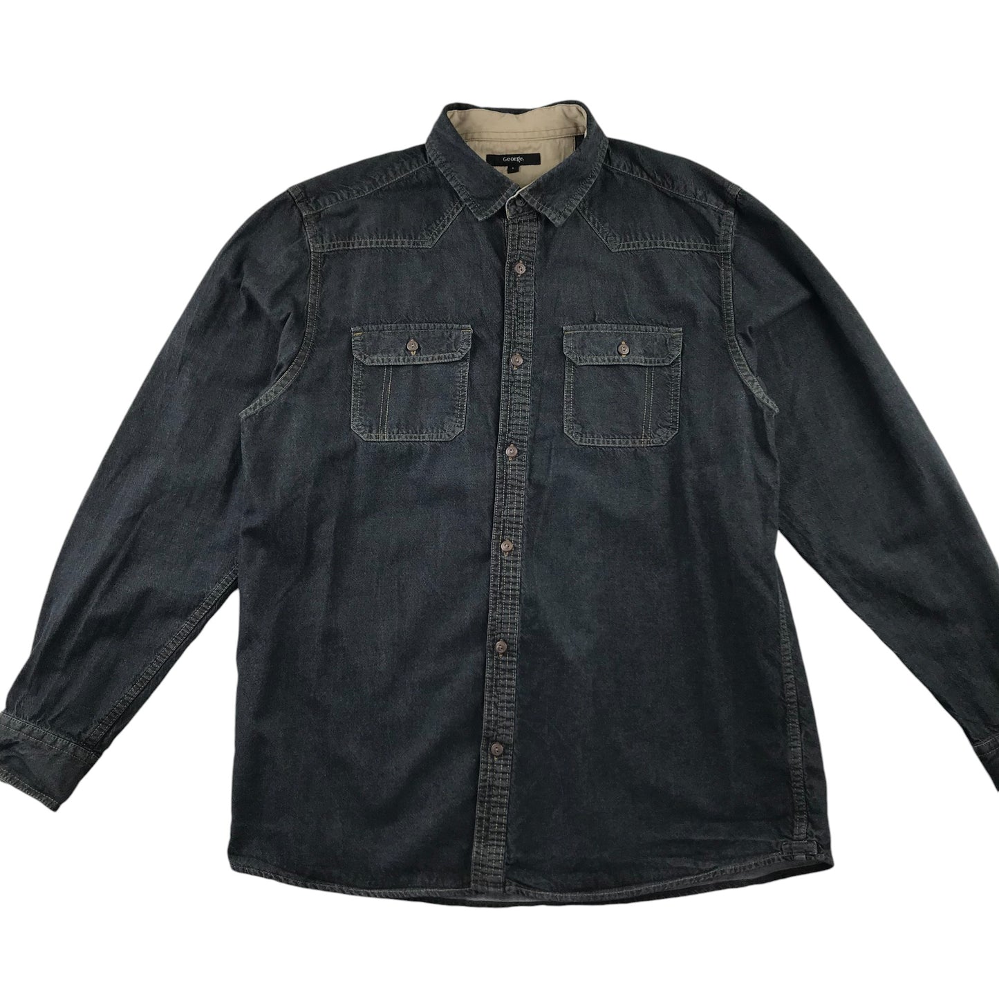 George Shirt Men's L charcoal dark navy Denim Style