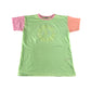 River Island t-shirt 11-12 years green with pink and peach sleeves