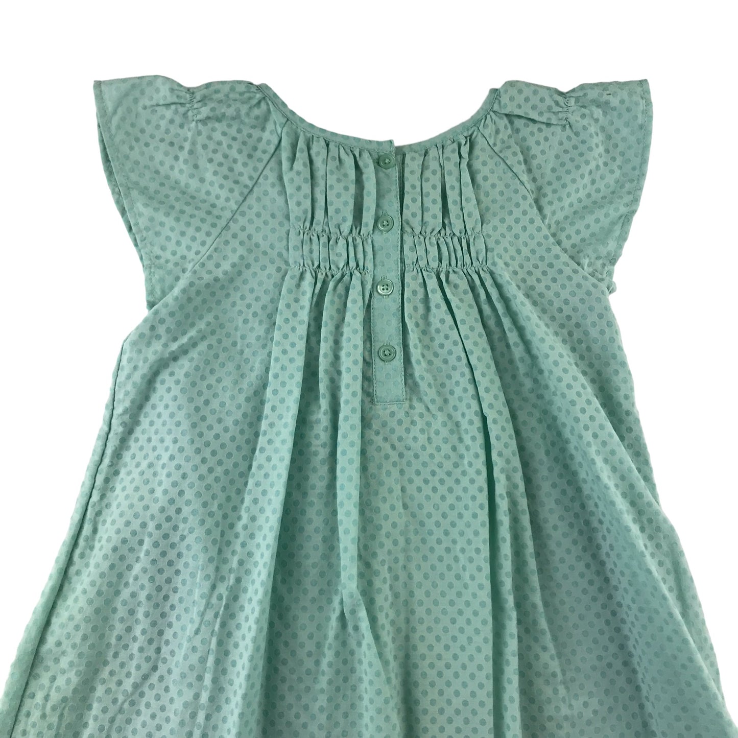 M&S dress 4-5 years light green mint polka dot A-line embroidered hem