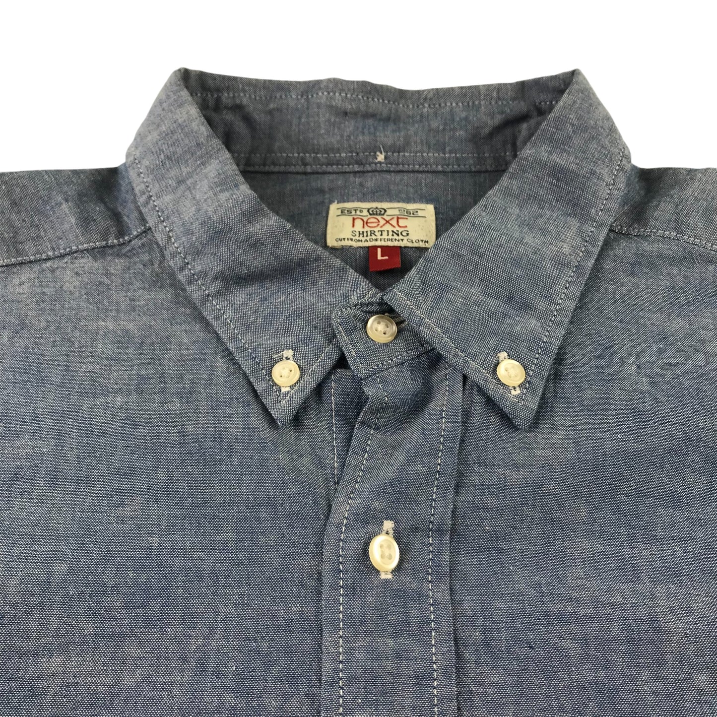 Next Shirt Men's L Blue Plain Button-up Cotton