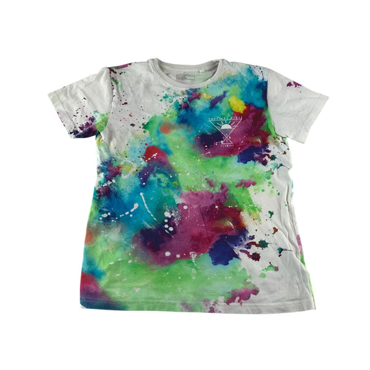 Next t-shirt 10-11 years white with paint splash graphic design cotton