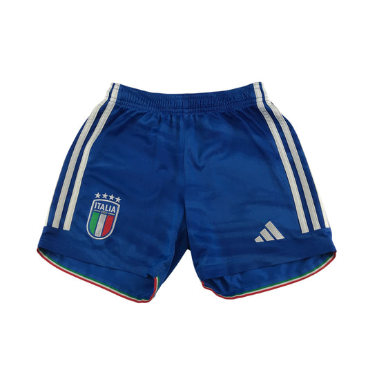 Adidas sport shorts 9-10 years blue with 3 strips logo Italia football club badge