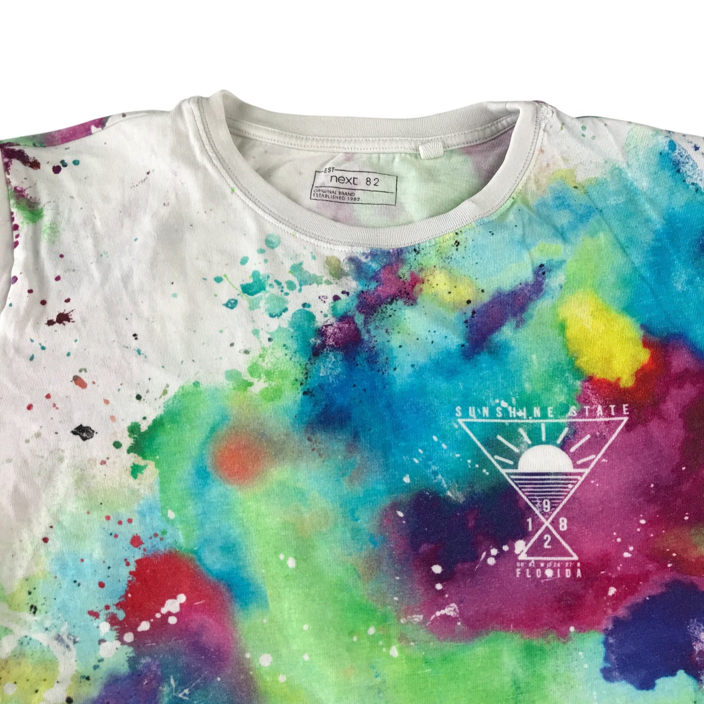 Next t-shirt 10-11 years white with paint splash graphic design cotton